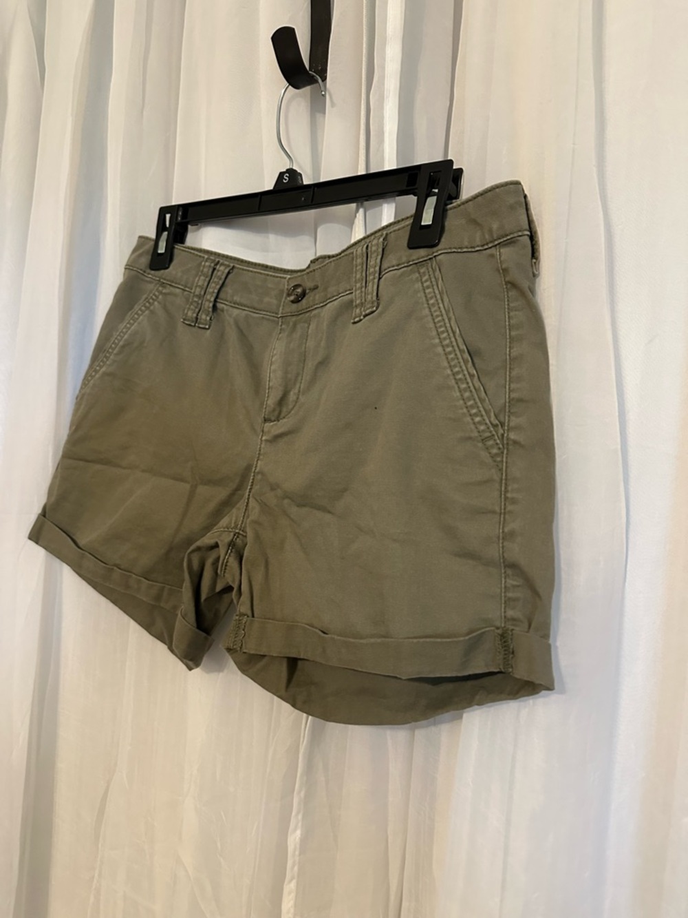 Arizona Women’s Casual Cotton Blend Olive Green Shorts - Picture 7 of 8